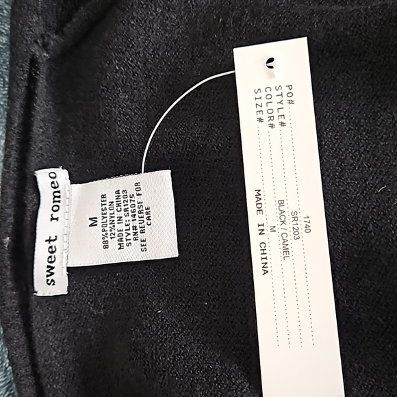 Sweet Romeo, NWT, Cardigan w/Smily Face on Back. Medium, Black and Beige - Picture 6 of 10